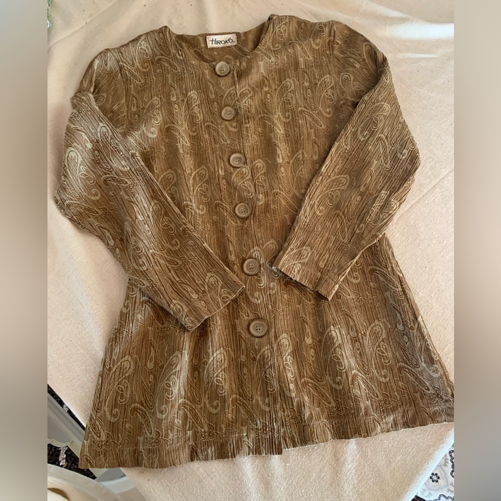 Vintage rare gauze paisley jacquard pattern blazer look shirt